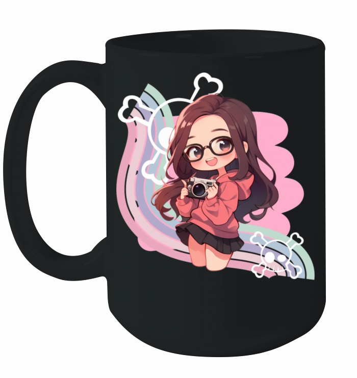 Anime character illustration with camera Ceramic Mug