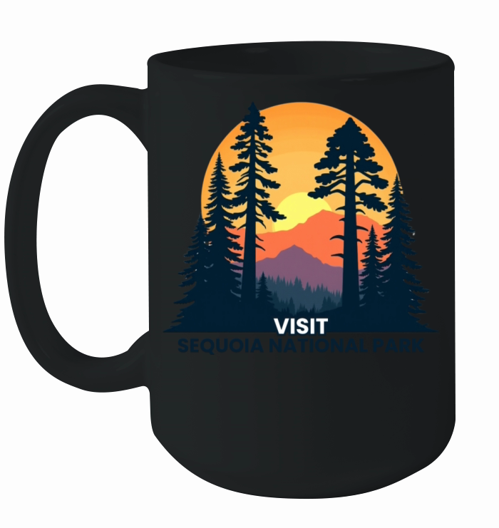 Visit Sequoea National Park Retro Illustraion V 02 Ceramic Mug