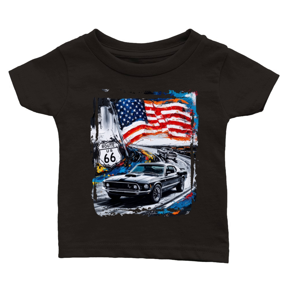 American Muscle Car Route 66 Classic Baby Crewneck T-shirt