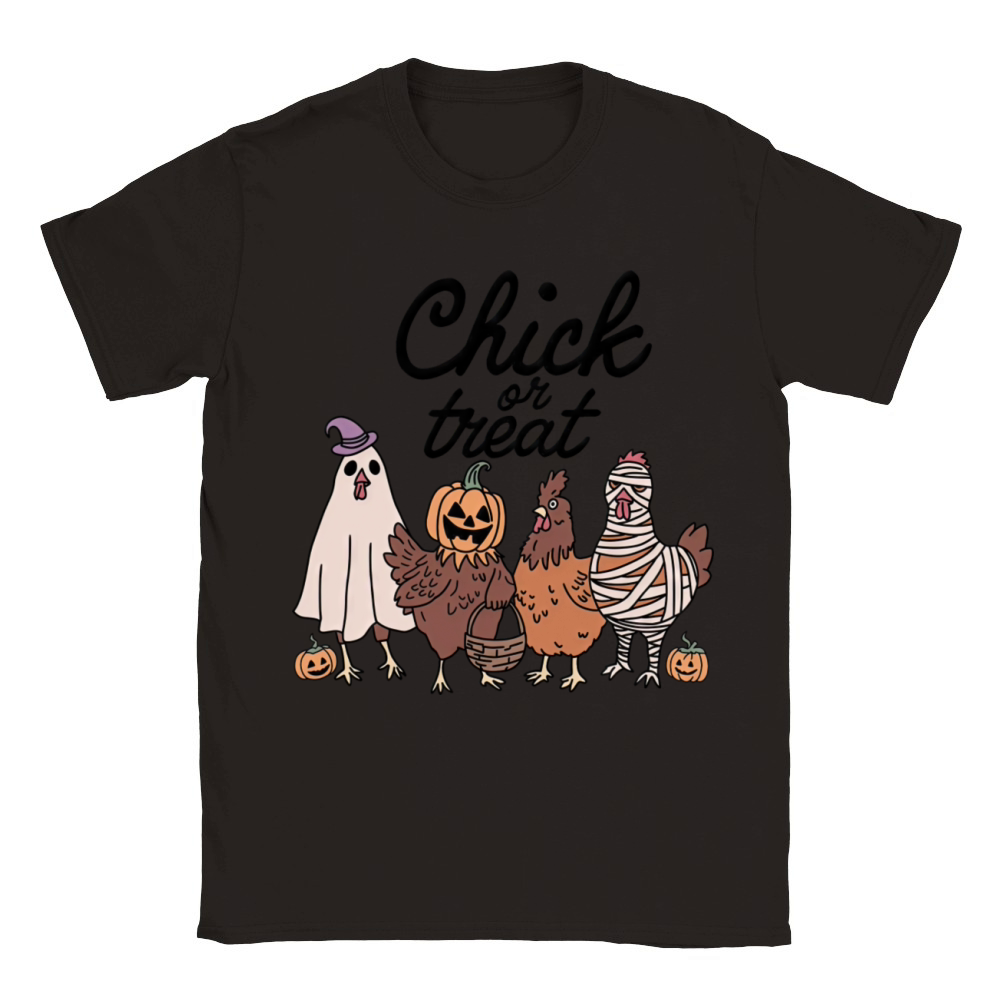 Chick Or Treat Funny Cute Chicken Halloween Classic Kids Crewneck T-shirt