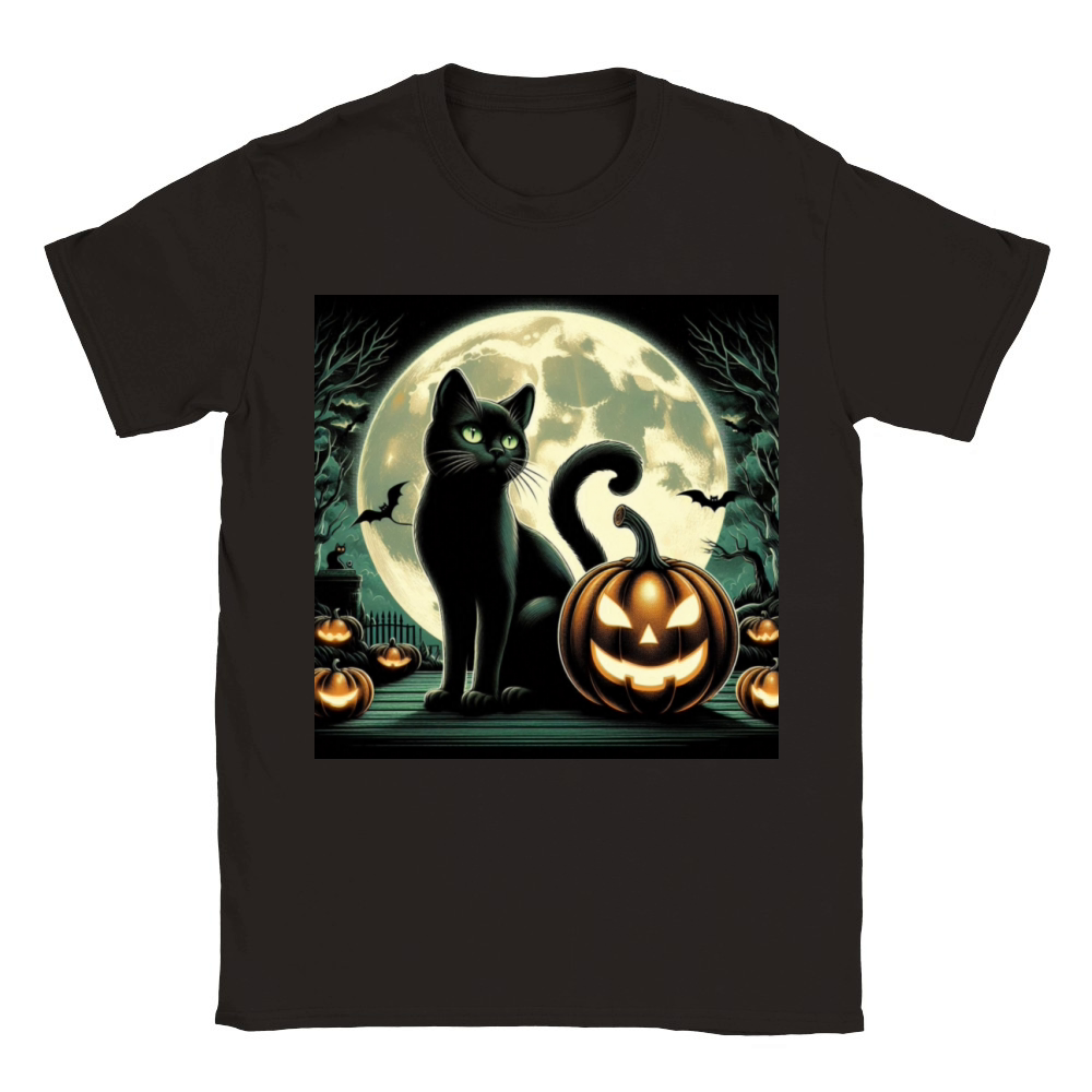 Halloween vintage cat Classic Kids Crewneck T-shirt