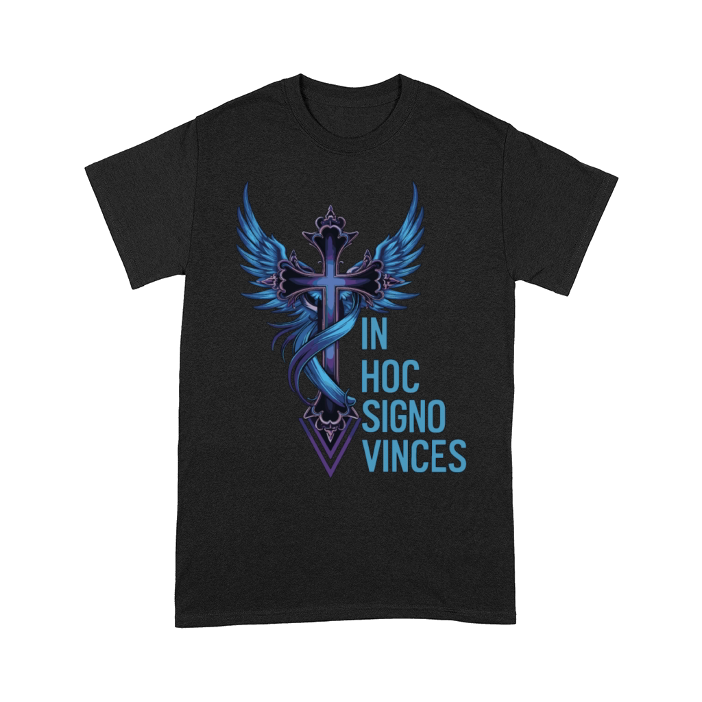 In Hoc Signo Vinces - Winged Cross Symbol Design Comfort T-shirt