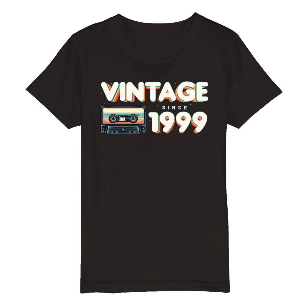 Retro Vintage 1999 Nostalgic Birthday Men Women Organic Kids Crewneck T-shirt
