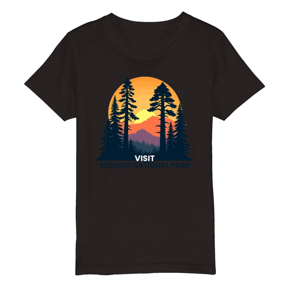 Visit Sequoea National Park Retro Illustraion V 02 Organic Kids Crewneck T-shirt