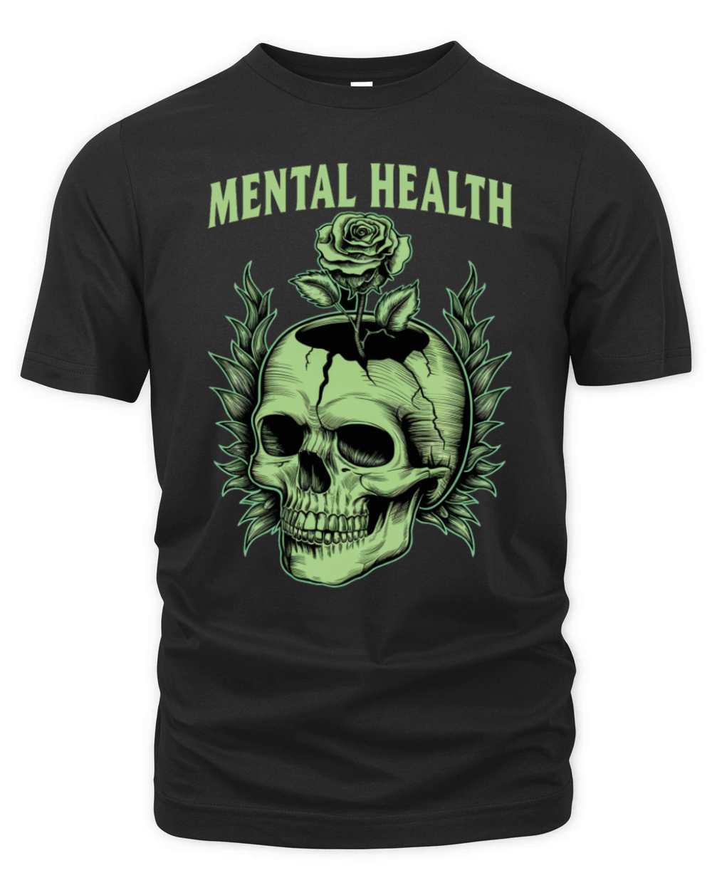 Mental Health Awareness Month Green Skull Organic Unisex T-shirt