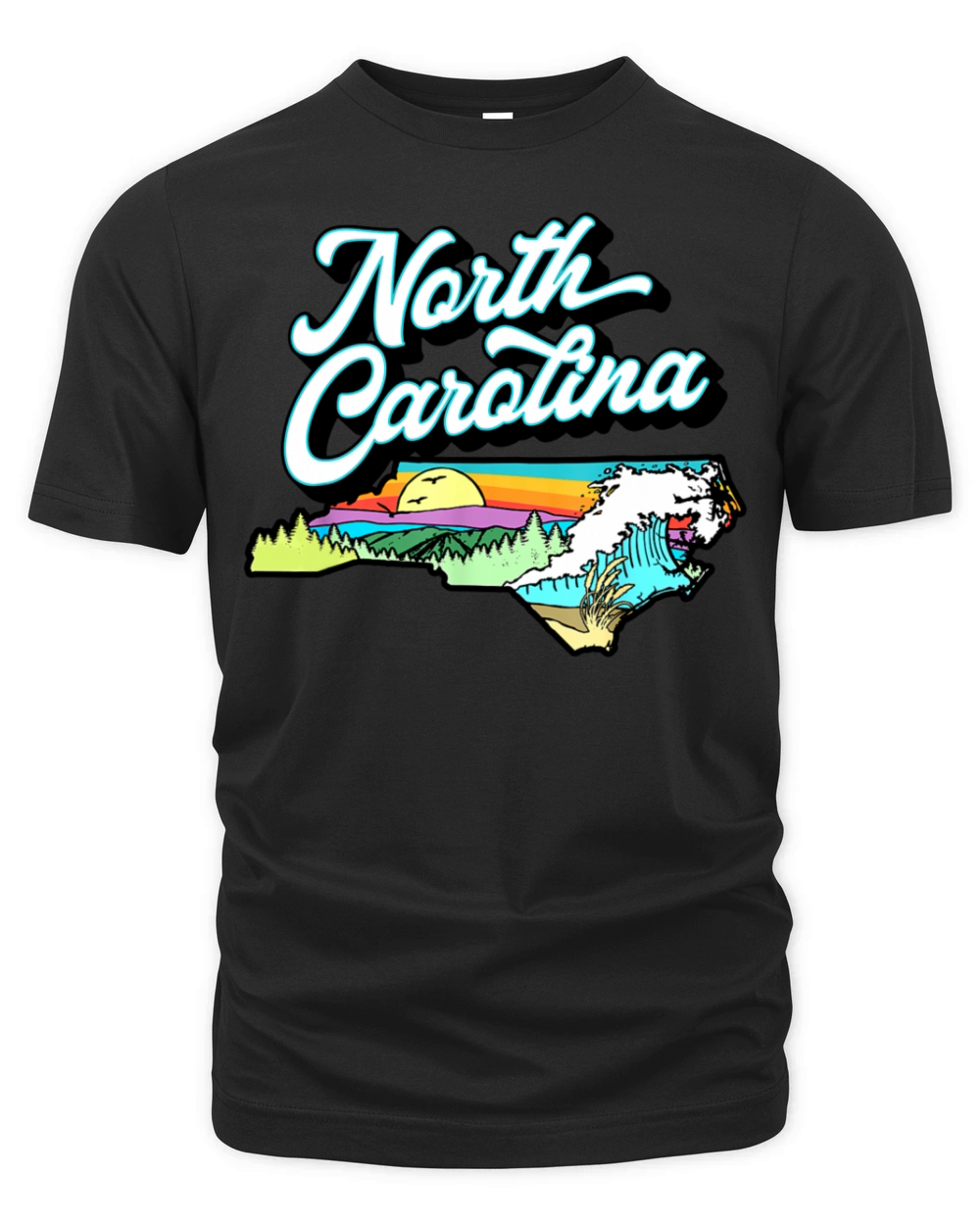 North Carolina Retro Nature Lover Mountains Beach Organic Unisex T-shirt