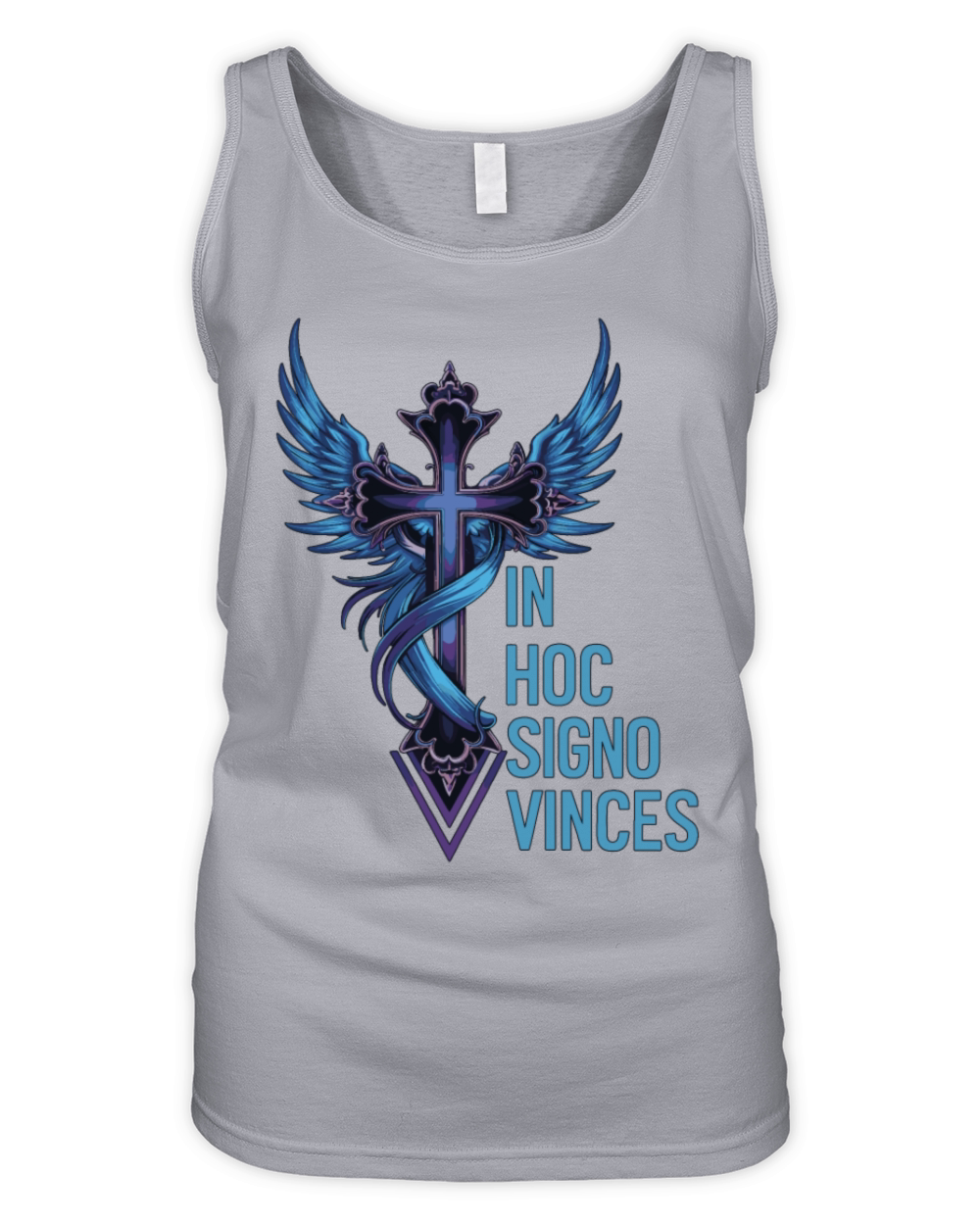 In Hoc Signo Vinces - Winged Cross Symbol Design Organic Women's Tank Top