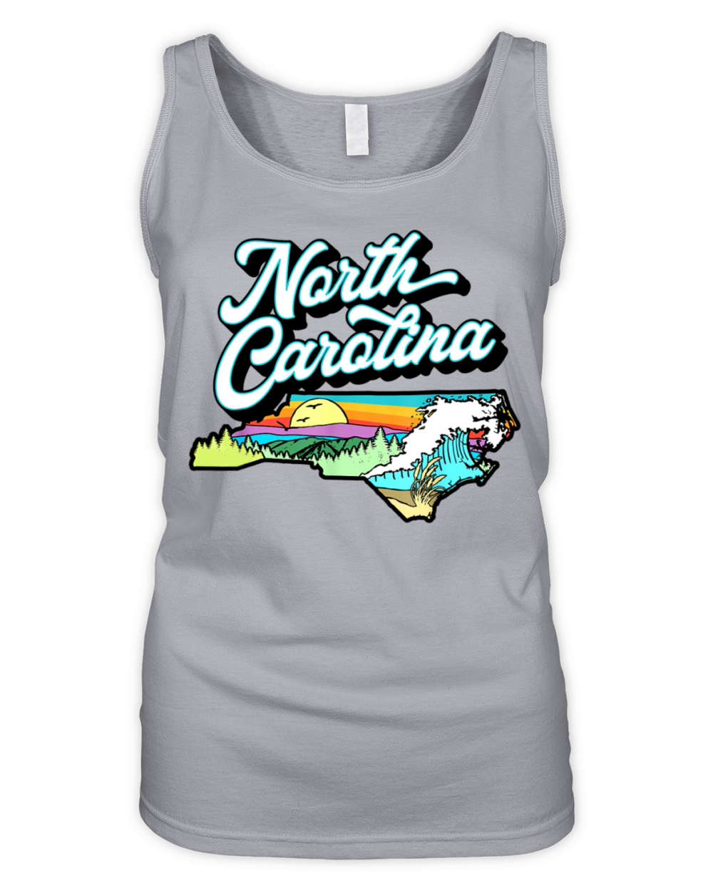 North Carolina Retro Nature Lover Mountains Beach Organic Women's Tank Top