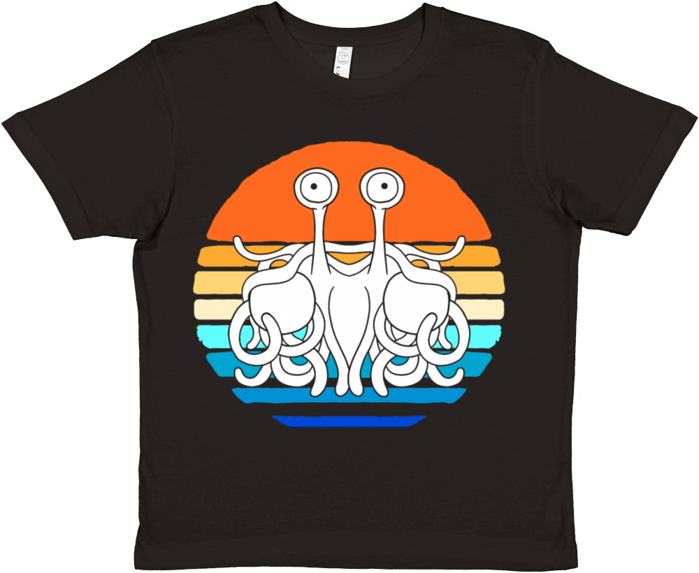 Retro Sunset Flying Spaghetti Monster Premium Kids Crewneck T-shirt
