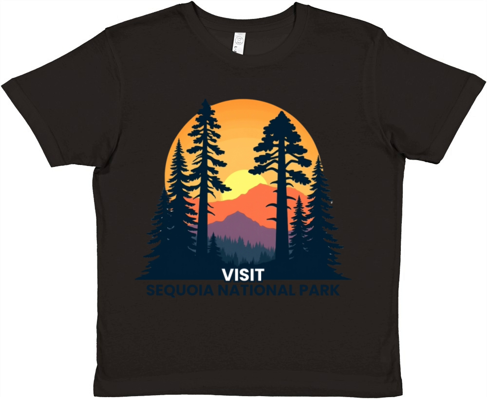 Visit Sequoea National Park Retro Illustraion V 02 Premium Kids Crewneck T-shirt