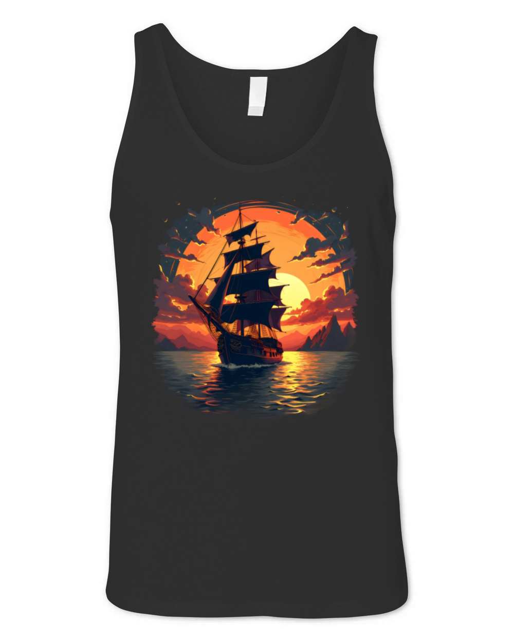 Haunted Pirate Ship Sunset Unisex Jersey Tank