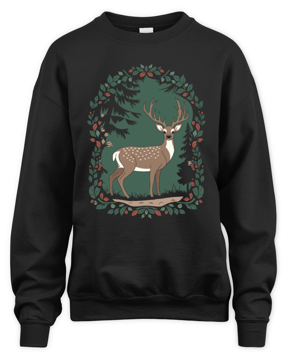 Cottagecore Forest Deer Serenity Unisex Premium Crewneck Sweatshirt
