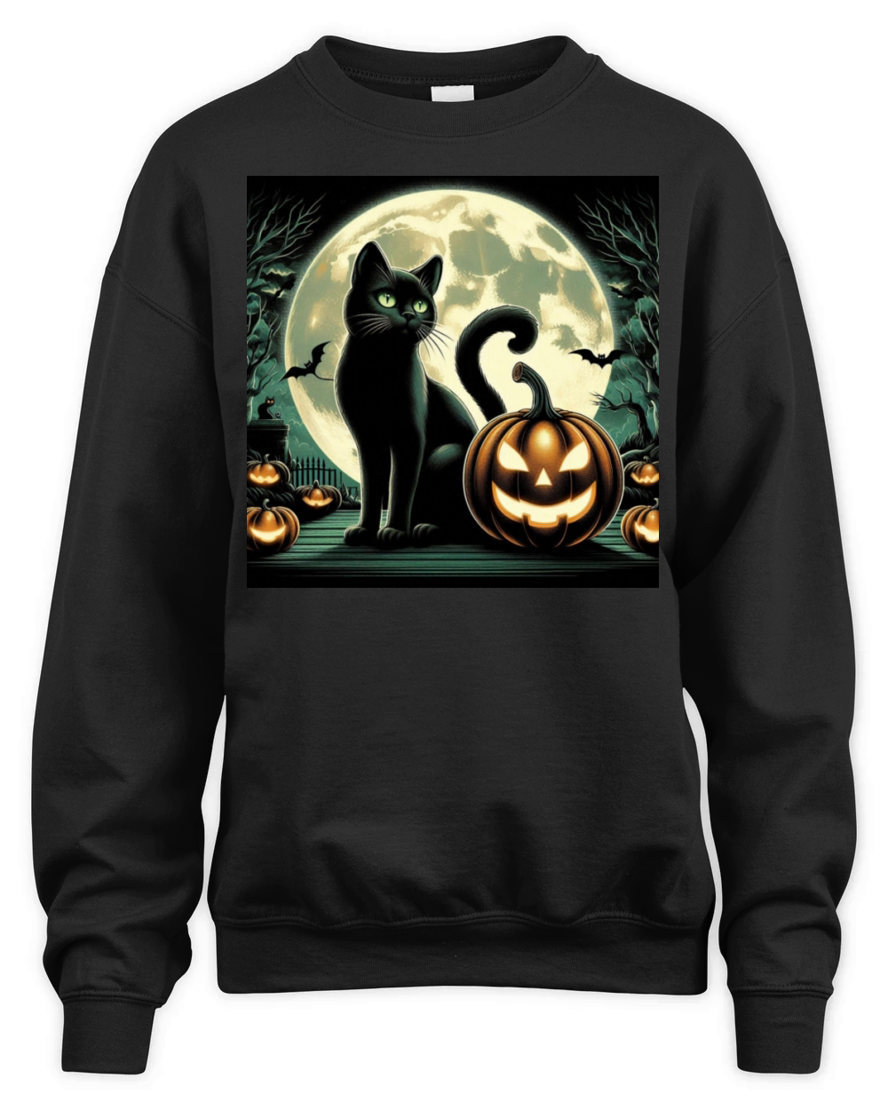 Halloween vintage cat Unisex Premium Crewneck Sweatshirt