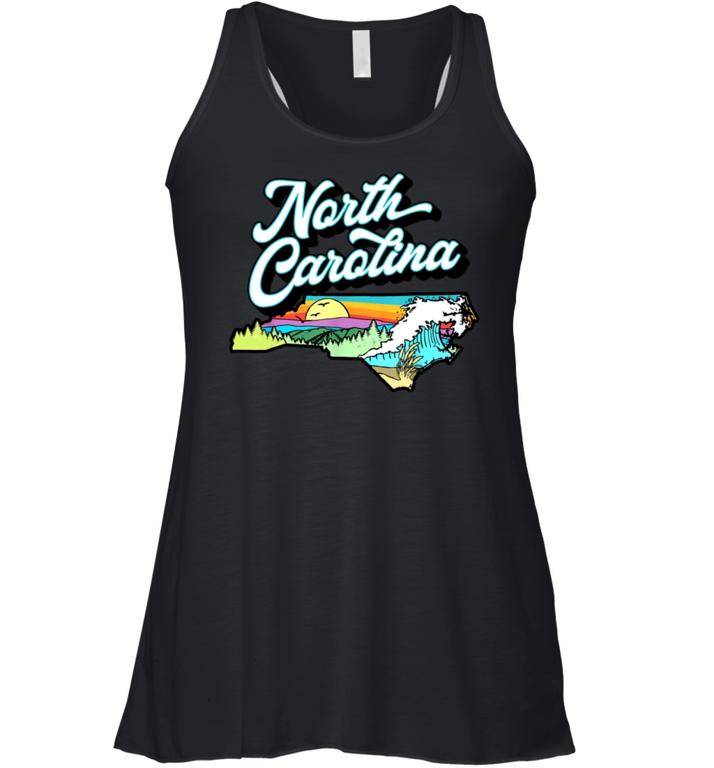 North Carolina Retro Nature Lover Mountains Beach Women's Flowy Tank Top