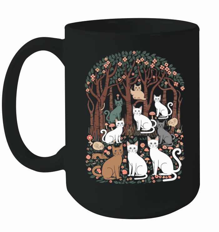 Cottagecore Cats in enchanting Forest Ceramic Mug