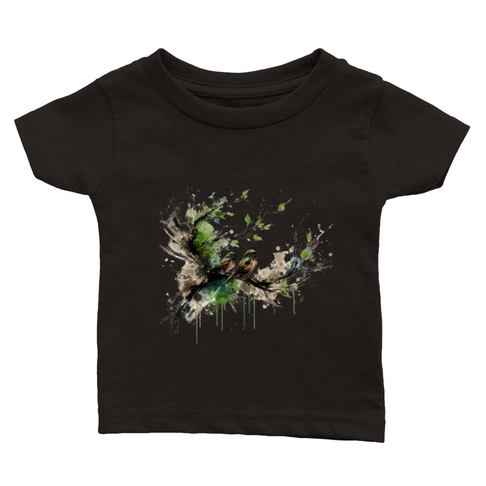 Two Birds on a Branch in Abstract Style Classic Baby Crewneck T-shirt