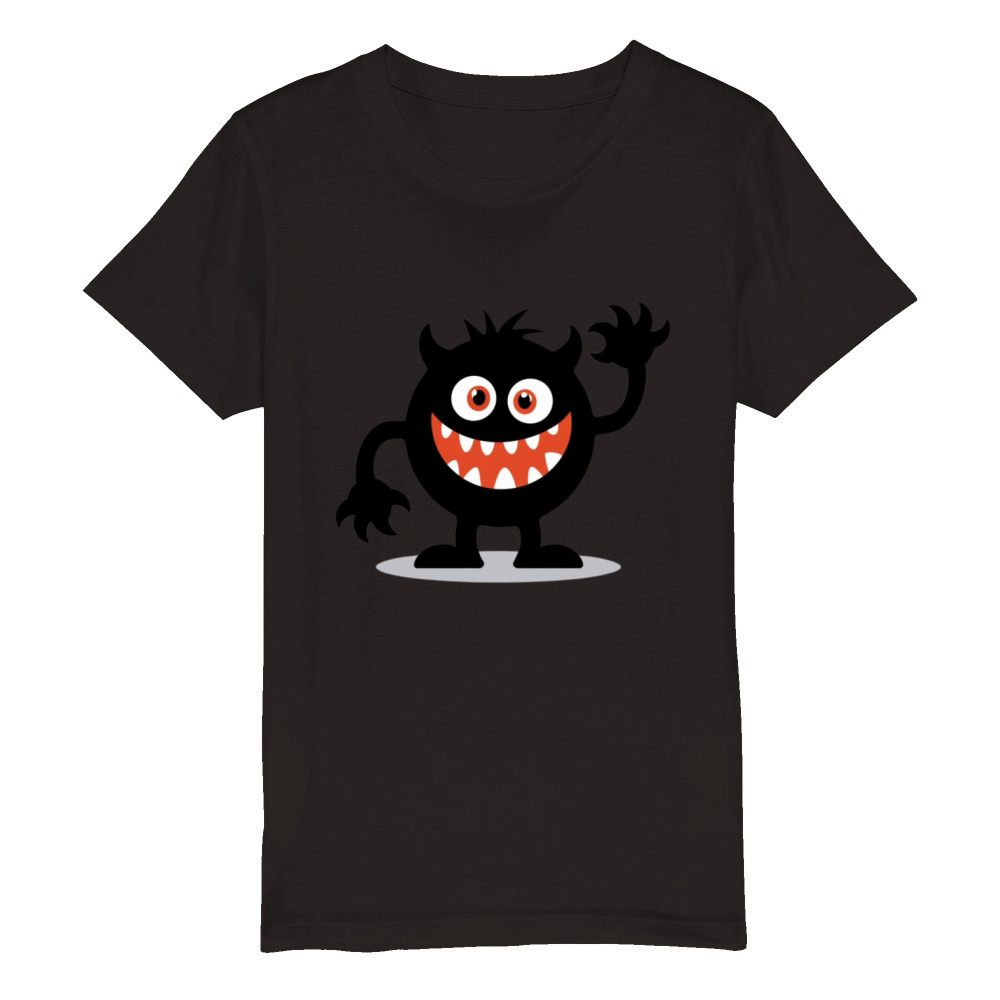 Black Monster Terror Halloween T-Shirt Organic Kids Crewneck T-shirt
