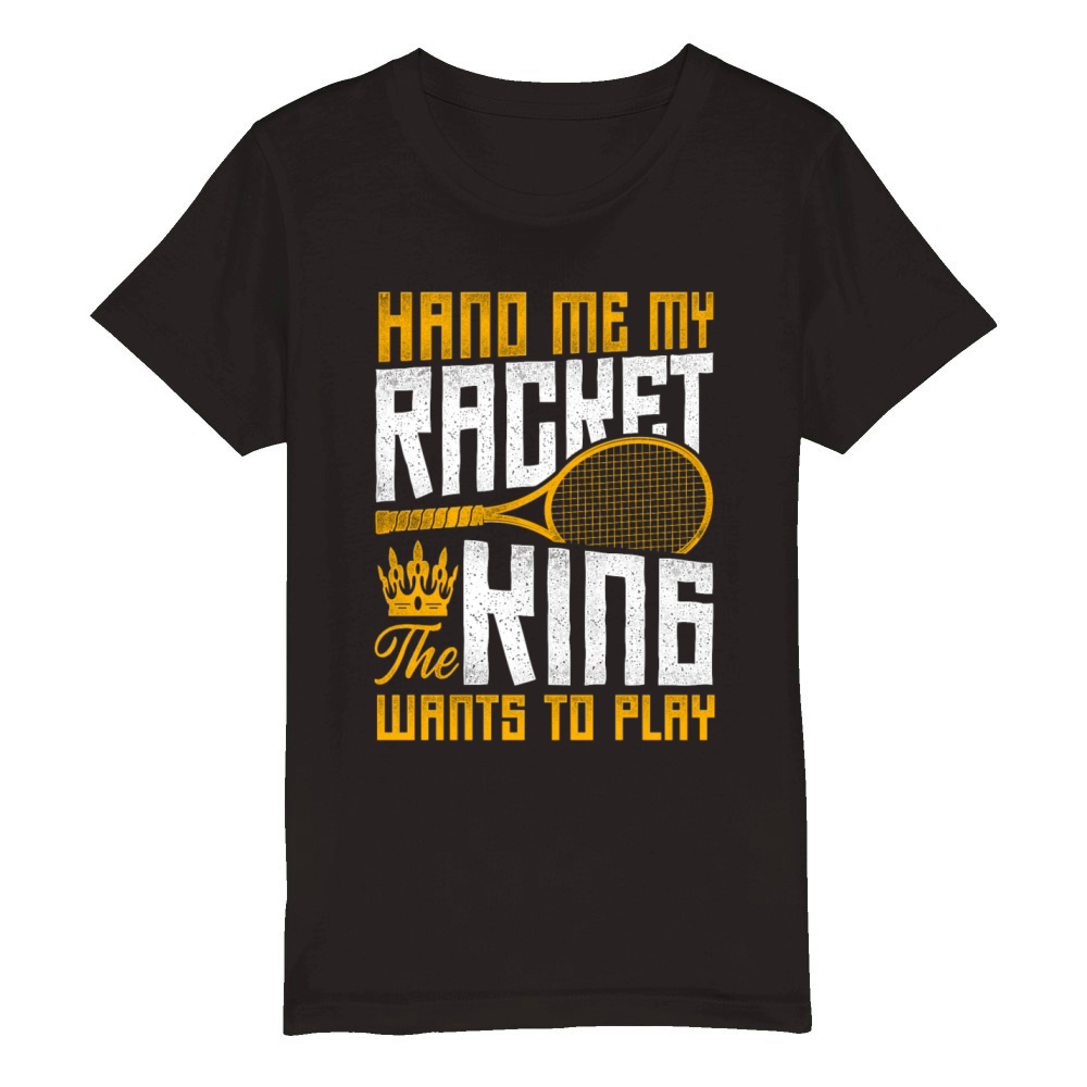 Funny Tennis Player Racket King Organic Kids Crewneck T-shirt