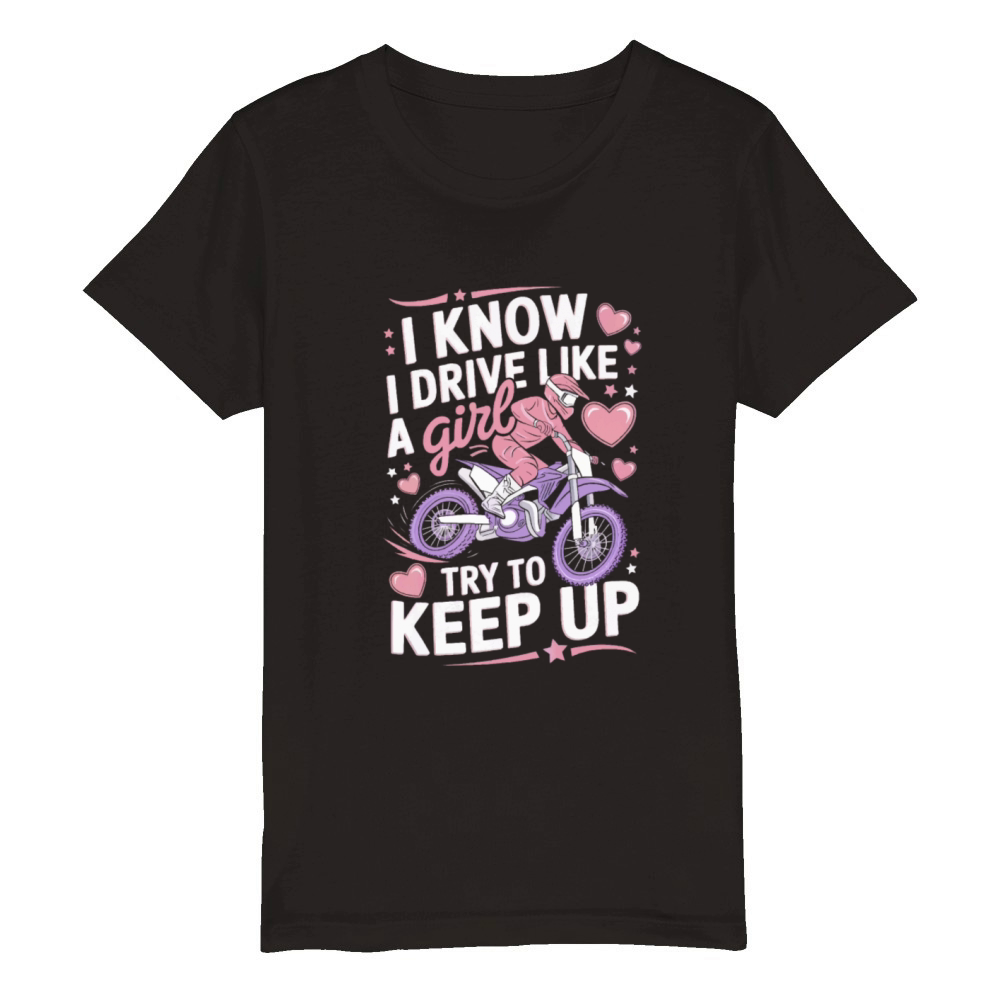 Motocross women girls Organic Kids Crewneck T-shirt