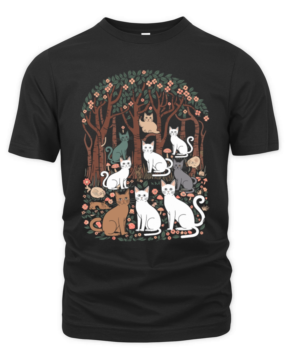 Cottagecore Cats in enchanting Forest Organic Unisex T-shirt