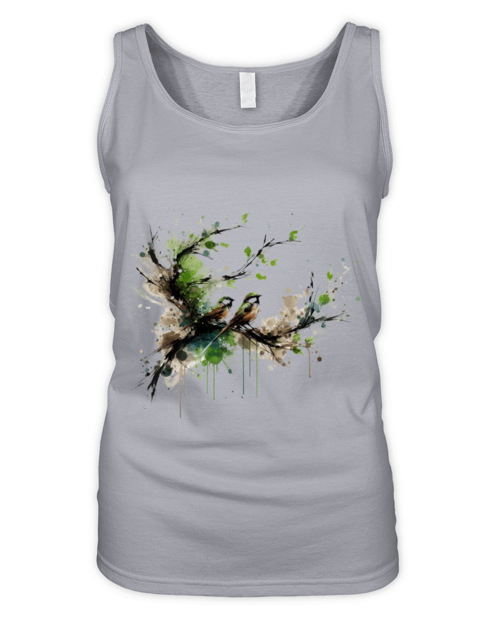 Two Birds on a Branch in Abstract Style Organic Women's Tank Top