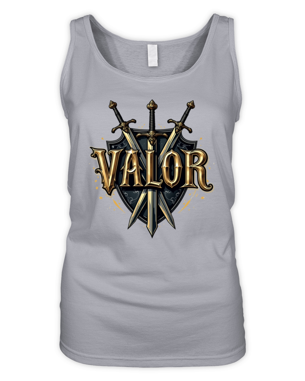 Valor Typography T-Shirt with Medieval Flair Organic Women's Tank Top