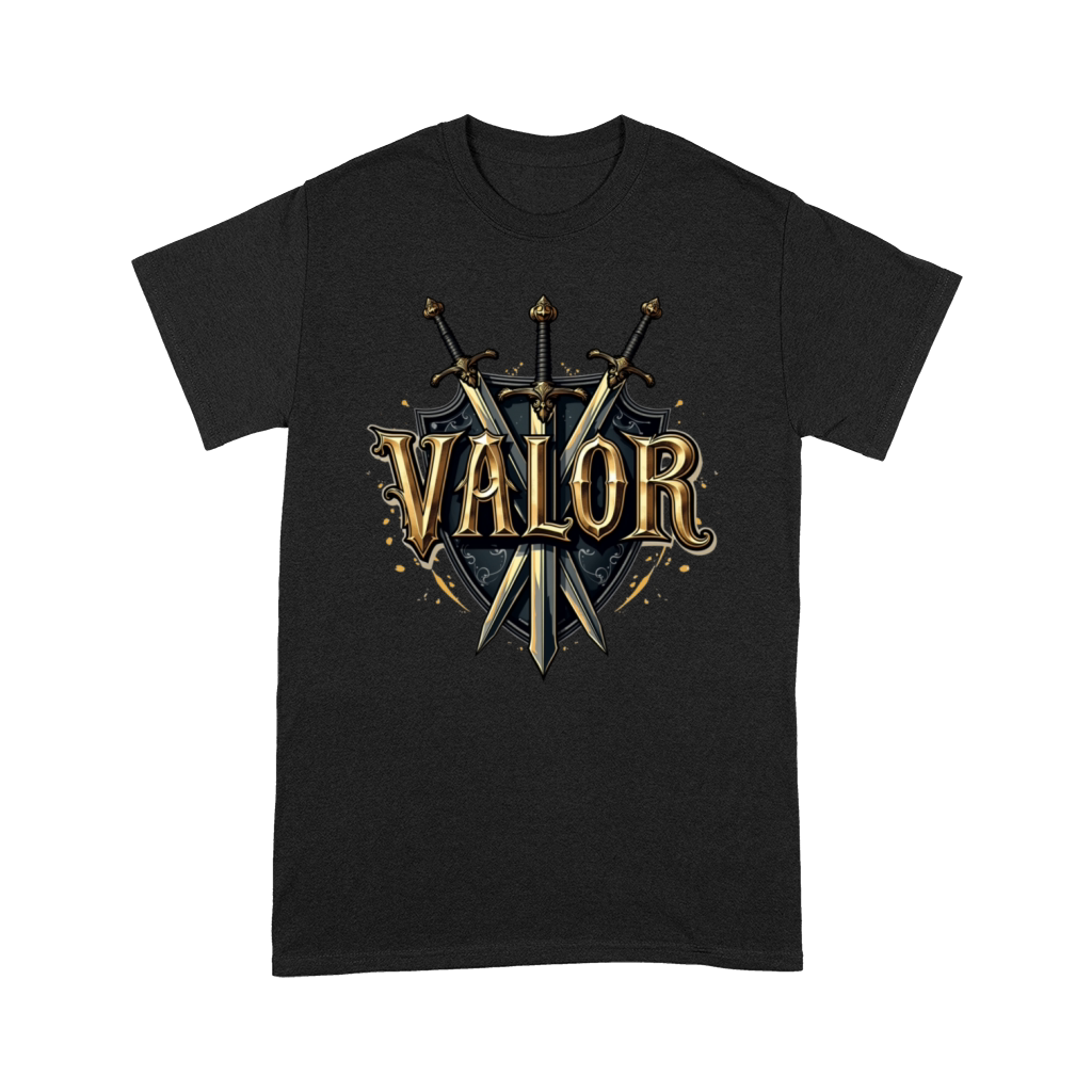 Valor Typography T-Shirt with Medieval Flair Premium T-shirt