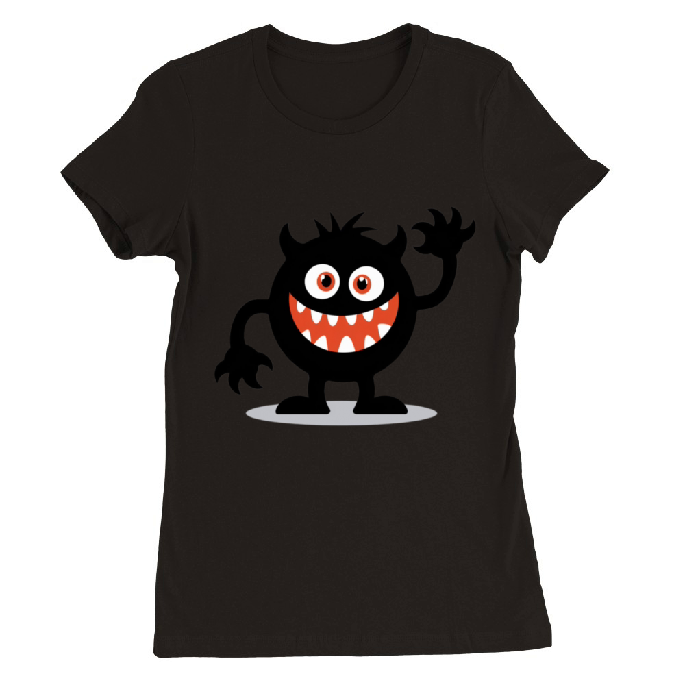 Black Monster Terror Halloween T-Shirt Premium Womens Crewneck T-shirt