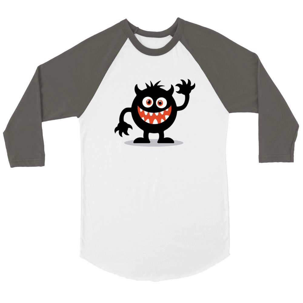 Black Monster Terror Halloween T-Shirt Unisex ¾ sleeve Raglan T-shirt