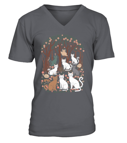 Cottagecore Cats in enchanting Forest V-Neck T-shirt