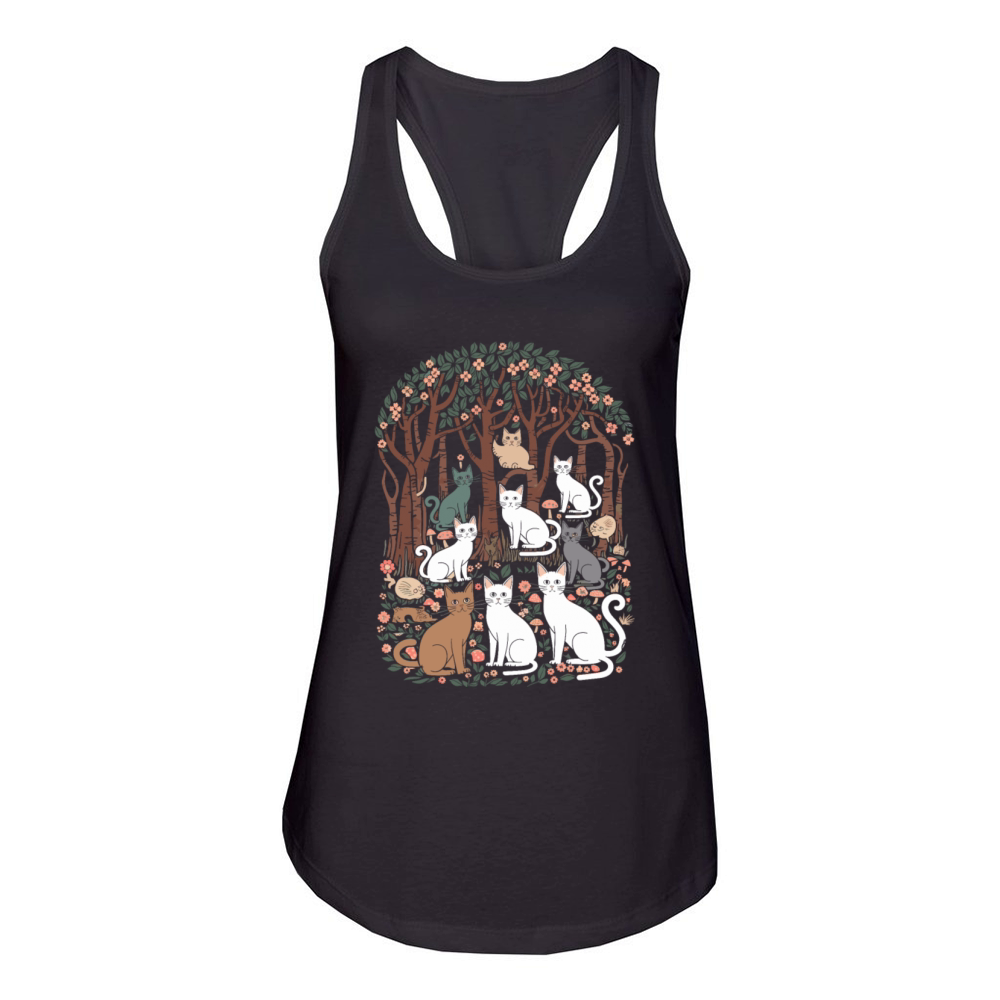 Cottagecore Cats in enchanting Forest Women's Racerback Tank