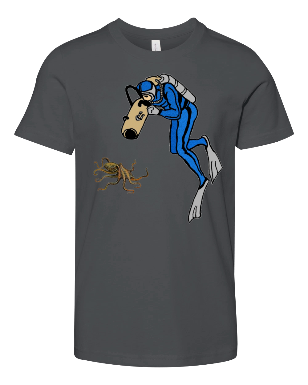 Vintage SCUBA Diver Photographing an Octopus URM Youth Unisex Jersey Tee