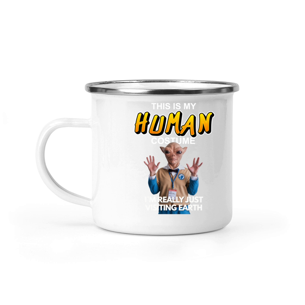 Funny Alien in Human Costume Design Camping Mug