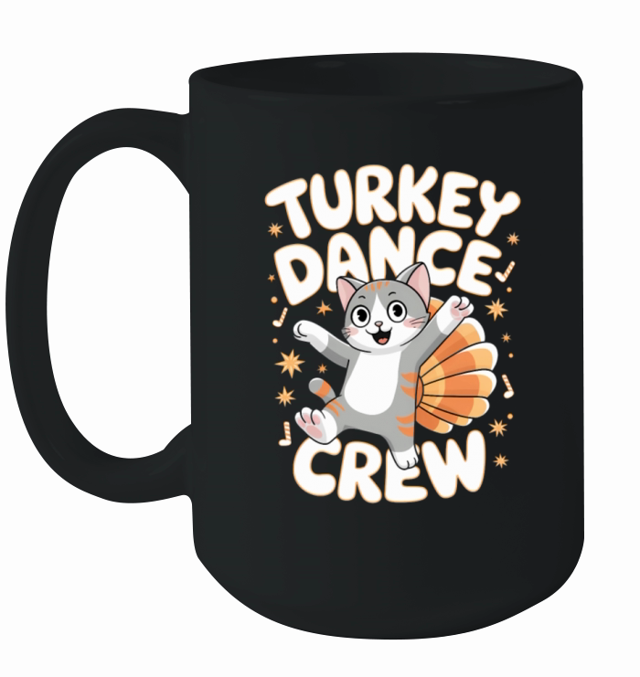 Cute Cat in Turkey Dance Crew Retro Fun Ceramic Mug