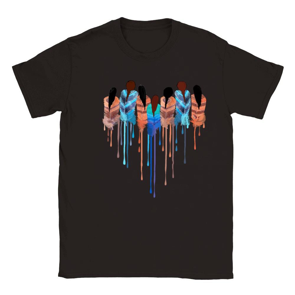 Women Heart Shape Watercolor Native American Classic Kids Crewneck T-shirt