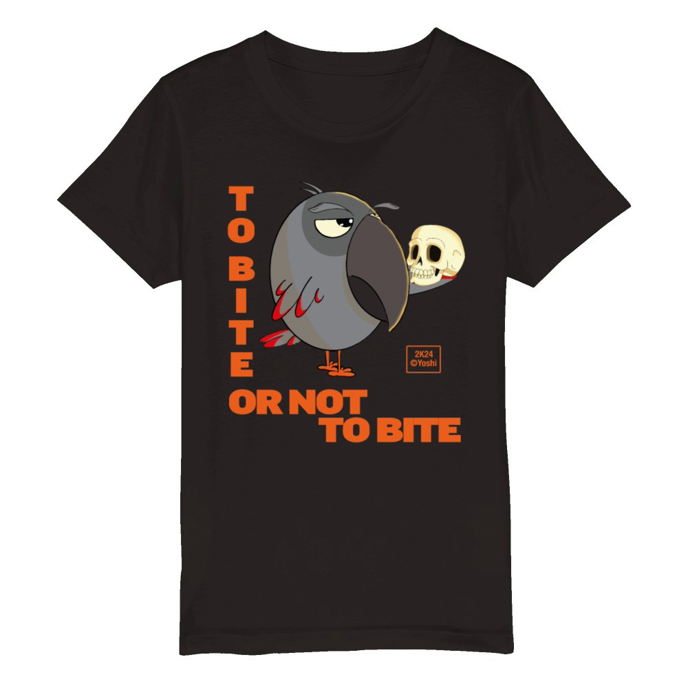 African Grey Parrot - To bite or not to bite Organic Kids Crewneck T-shirt