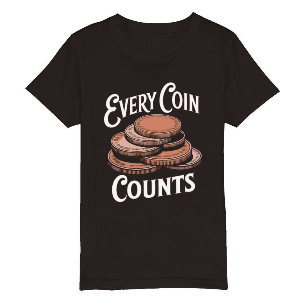 Every Coin Counts Numismatics Enthusiast Design Organic Kids Crewneck T-shirt