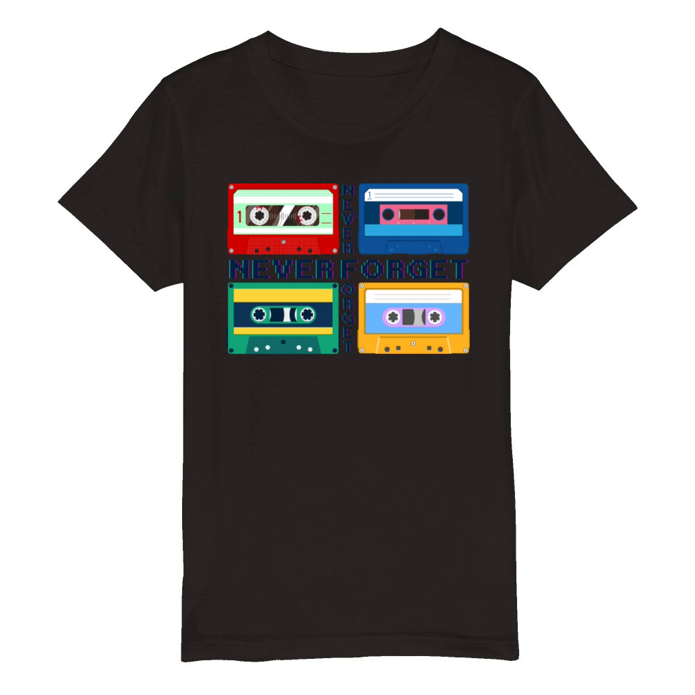 Never Forget Retro Cassette Tapes T-Shirt Organic Kids Crewneck T-shirt