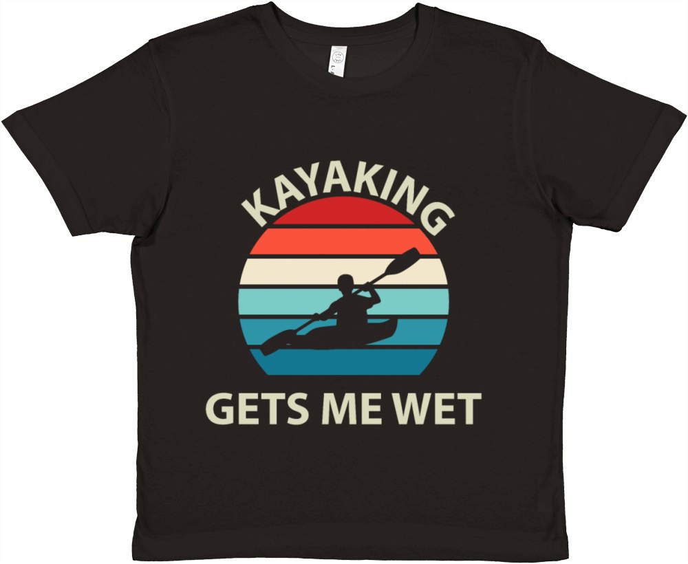 Kayaking Gets Me Wet Funny Kayak Vintage Retro Premium Kids Crewneck T-shirt