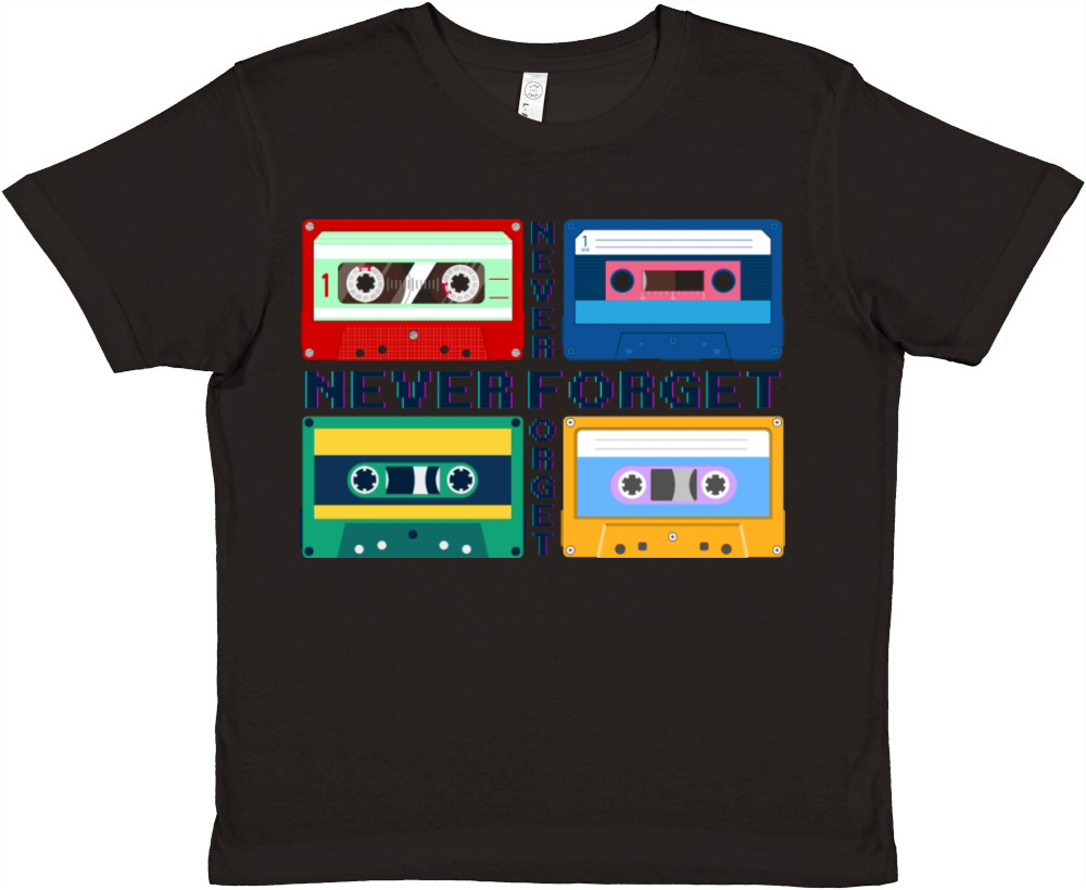 Never Forget Retro Cassette Tapes T-Shirt Premium Kids Crewneck T-shirt