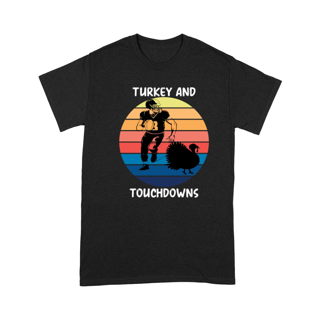 Thanksgiving Vintage Retro Turkey and Touchdowns Premium T-shirt