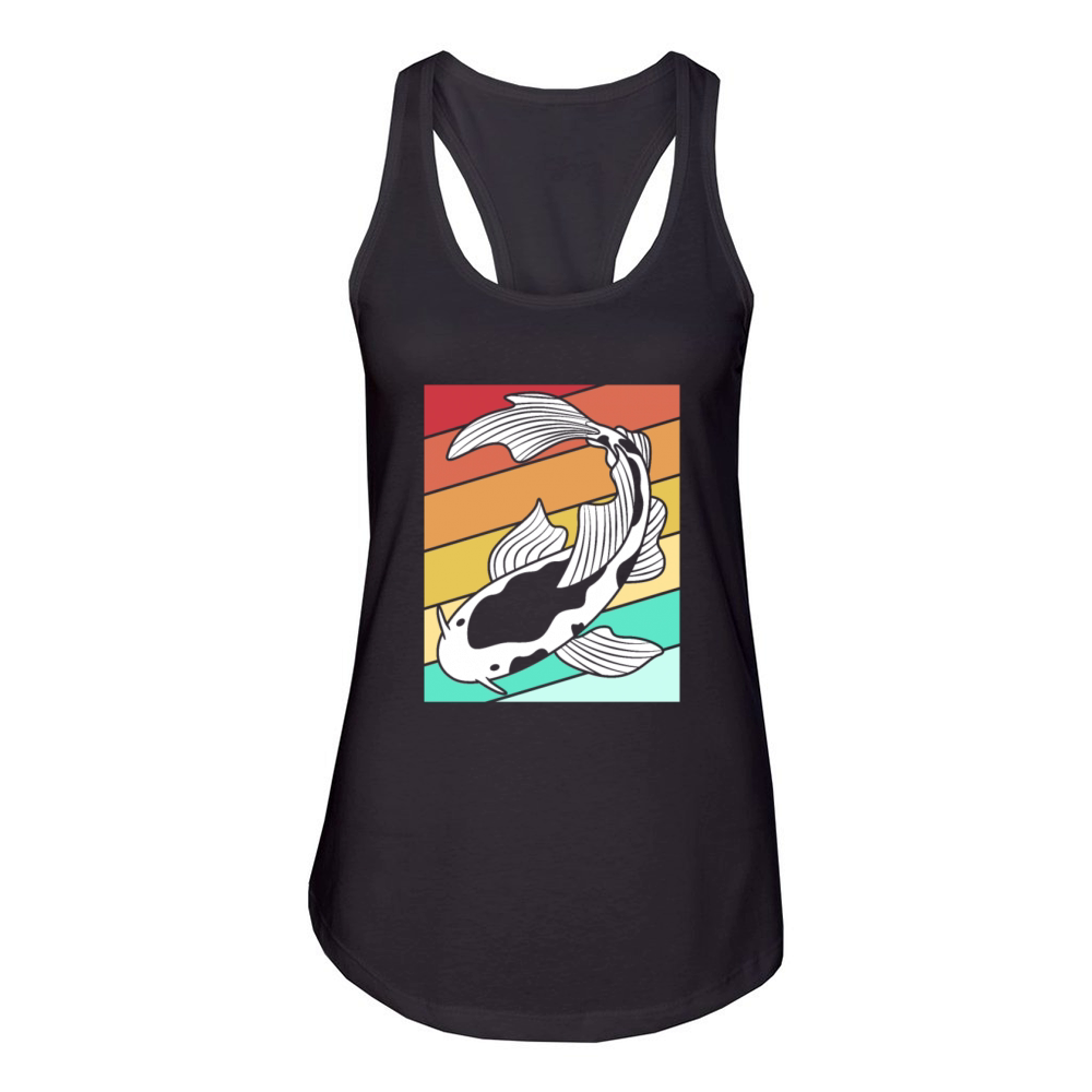 Colorful Koi Carp Fish Japanese Koi Fish Lover Women's Racerback Tank