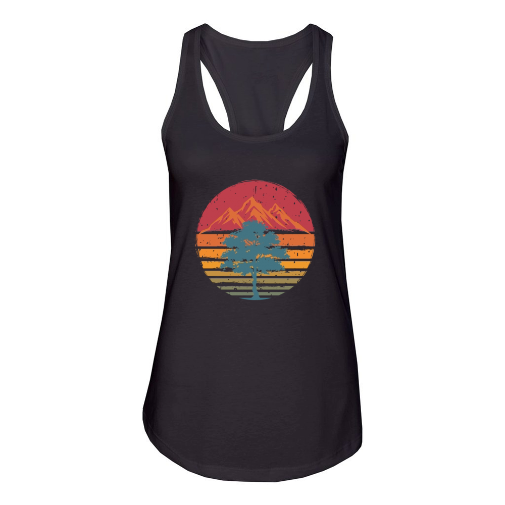 nature design retro background Women's Racerback Tank