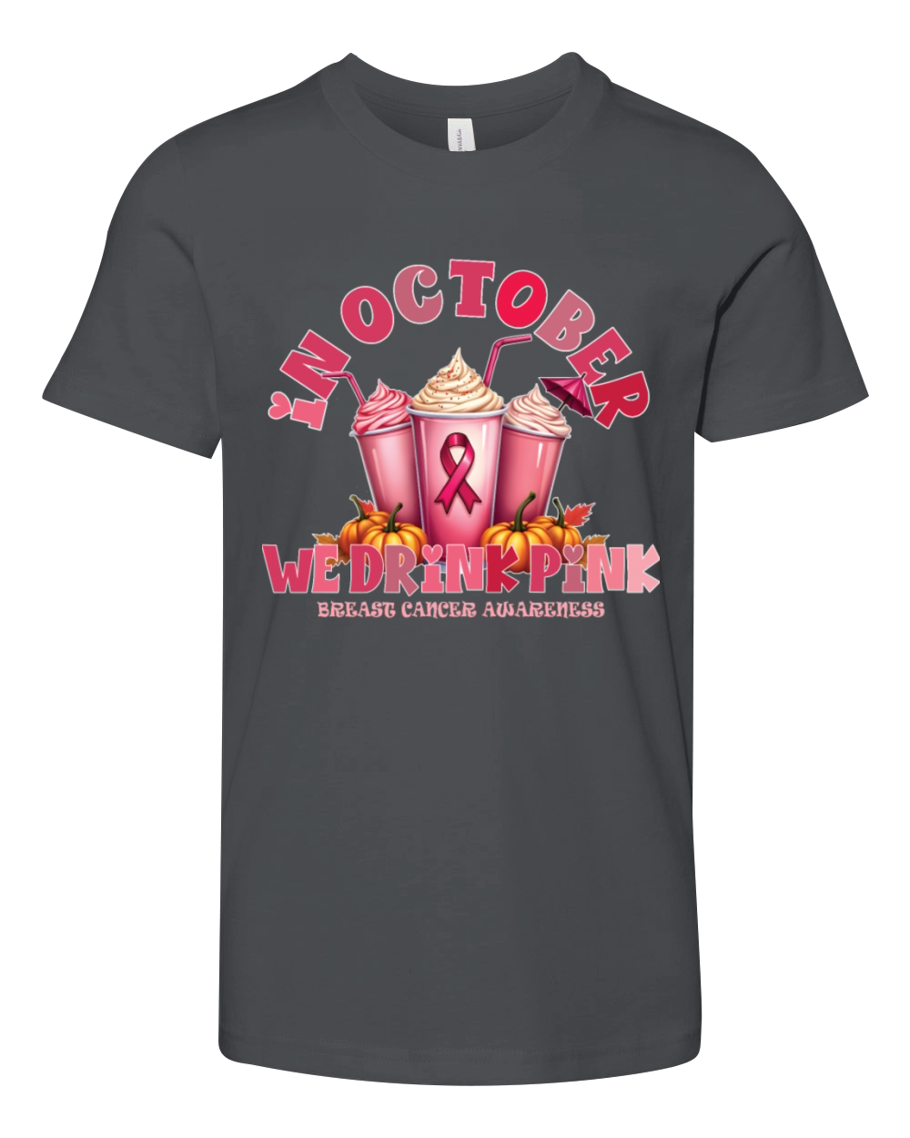In October We Wear Pink Breast Cancer Youth Unisex Jersey Tee