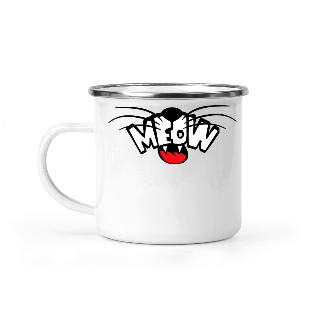 Funny Meow Cat Cartoon Text Quote Comic Letters Camping Mug