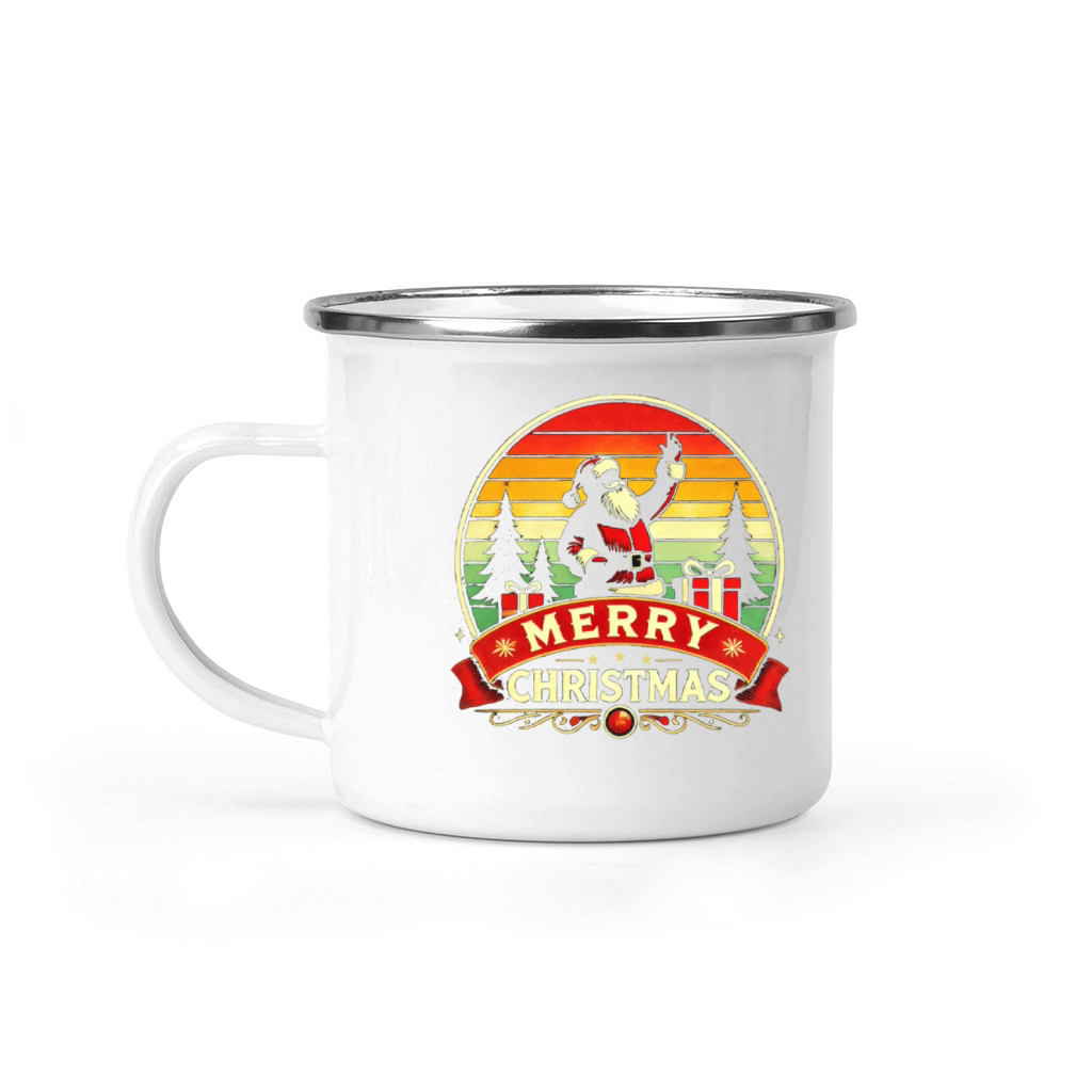 RETRO MERRY CHRISTMAS SANTA CLAUS Camping Mug