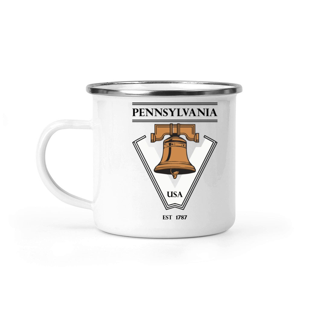 Vintage Pennsylvania Emblem with Liberty Bell Camping Mug