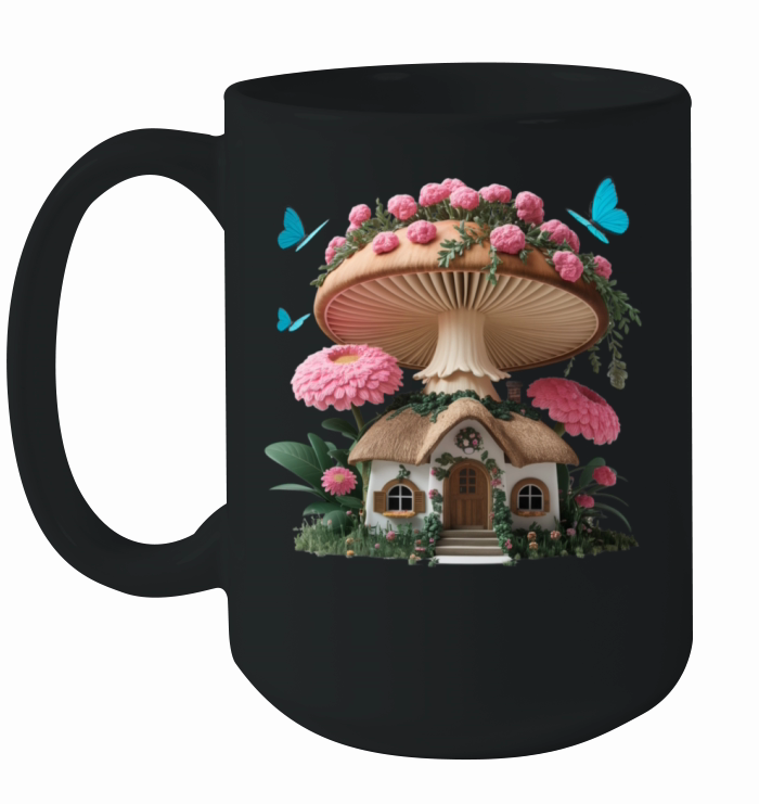 Pink Mushroom cottagecore Ceramic Mug