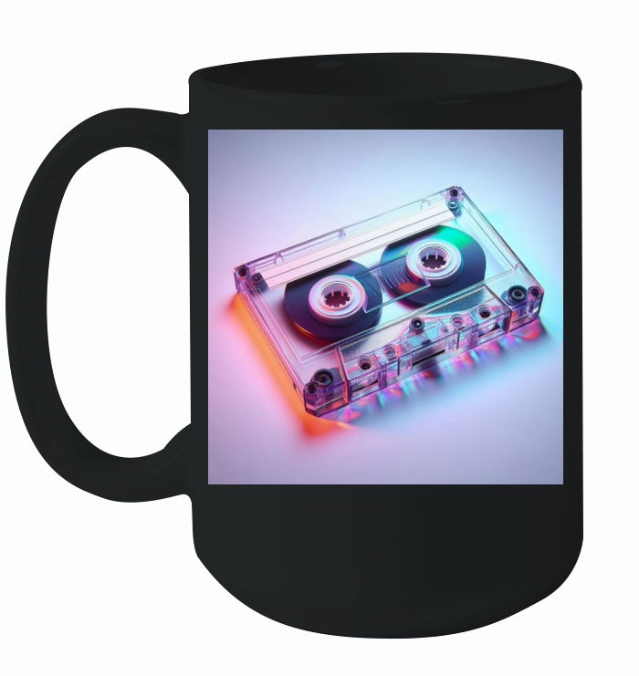 Transparent Vintage Retro Cassette with Colorful B Ceramic Mug