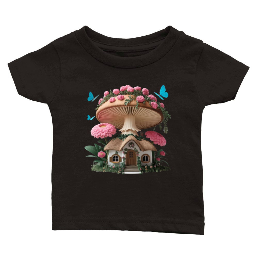 Pink Mushroom cottagecore Classic Baby Crewneck T-shirt